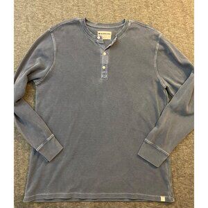 The Normal Brand Mens Blue Waffle Knit Long-Sleeve Henley Shirt Large Cotton